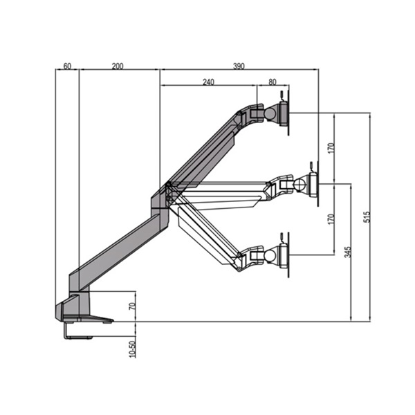 MULTIBRACKETS Asztali konzol, M VESA Gas Lift Arm Single Black (15-34", max.VESA: 100x100 mm, 10 kg)