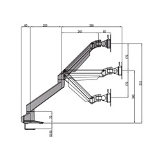 MULTIBRACKETS asztali konzol, M VESA Gas Lift Arm Single Black HD