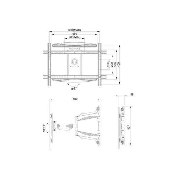 MULTIBRACKETS Fali konzol, M VESA Flexarm XL Full Motion Dual (40-85", max.VESA: 600x400 mm, 45 kg)