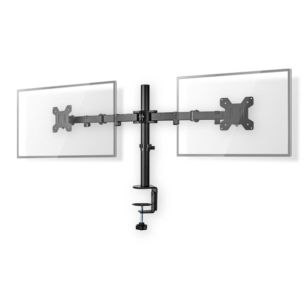 NEDIS MMDOS110BK 15"-32" asztali 2 monitor tartóállvány, maximum 8 kg, forgatható dönthető, acél, fekete