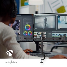 NEDIS MMDOS110BK 15"-32" asztali 2 monitor tartóállvány, maximum 8 kg, forgatható dönthető, acél, fekete