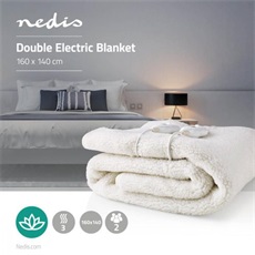 NEDIS PEBL120CWT2 elektromos fűthető takaró, 2 személyes, 160 cm x 140 cm, 100% poliészter szintetikus gyapjú, 3 fokozat