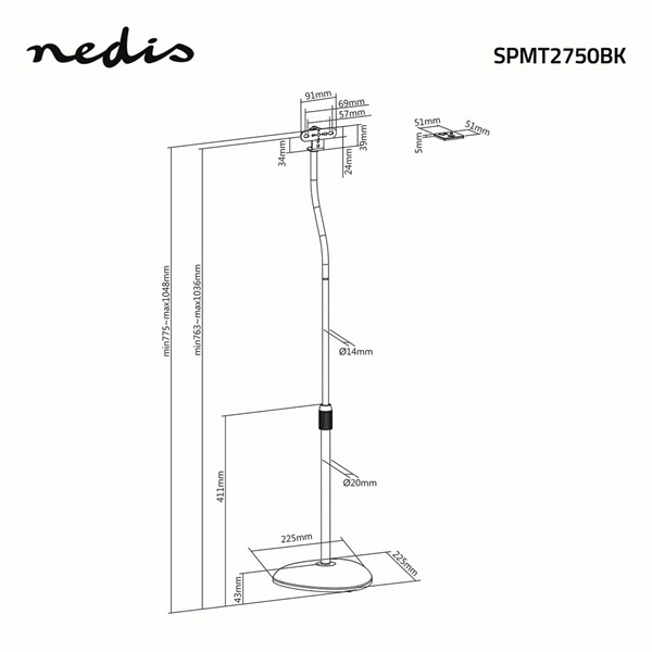 NEDIS SPMT2750BK hangszóró állvány