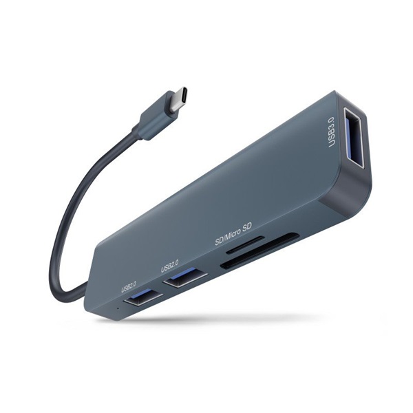 NEWELL HUN 5 in 1 USB-C univerzális elosztó, 2 db USB 2.0 + 1 db UDB 3.0 + SD + micro kártya olvasó, plug / play