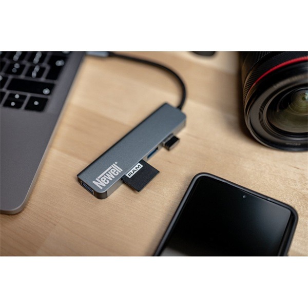 NEWELL HUN 5 in 1 USB-C univerzális elosztó, 2 db USB 2.0 + 1 db UDB 3.0 + SD + micro kártya olvasó, plug / play