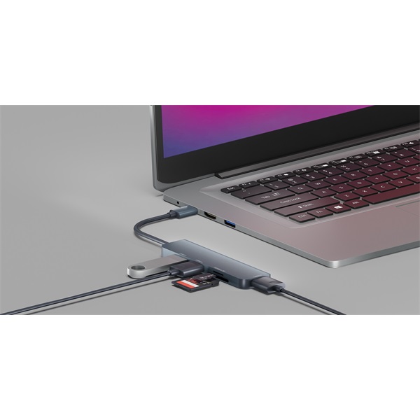 NEWELL HUN 5 in 1 USB-C univerzális elosztó, 2 db USB 2.0 + 1 db UDB 3.0 + SD + micro kártya olvasó, plug / play