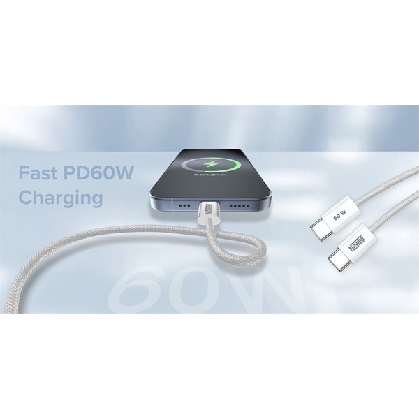 NEWELL USB-C - USB-C gyorstöltő kábel, 60W, 2m, adatátvitel 480 Mbps, 40 hónap garancia,