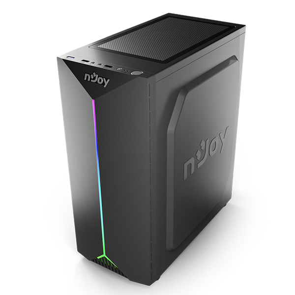 NJOY Ház Midi ATX ANIL Tápegység nélkül, USB2.0+3.0, Fekete RGB