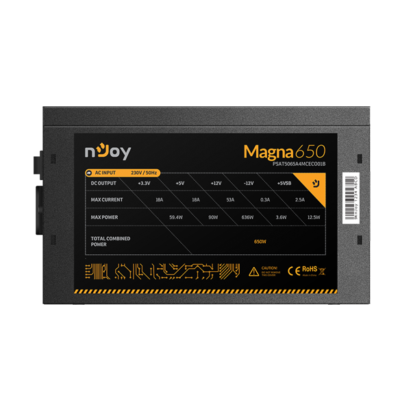 NJOY Tápegység Magna Series 650W, 14cm, 20+4, Aktív PFC