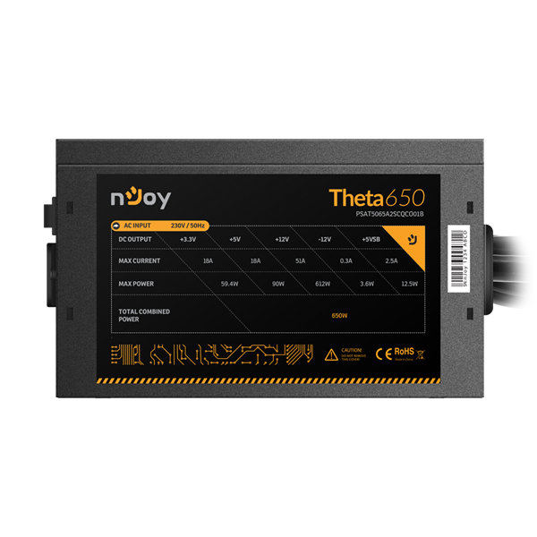 NJOY Tápegység Theta Series 650W, 12cm, 20+4, Aktív PFC