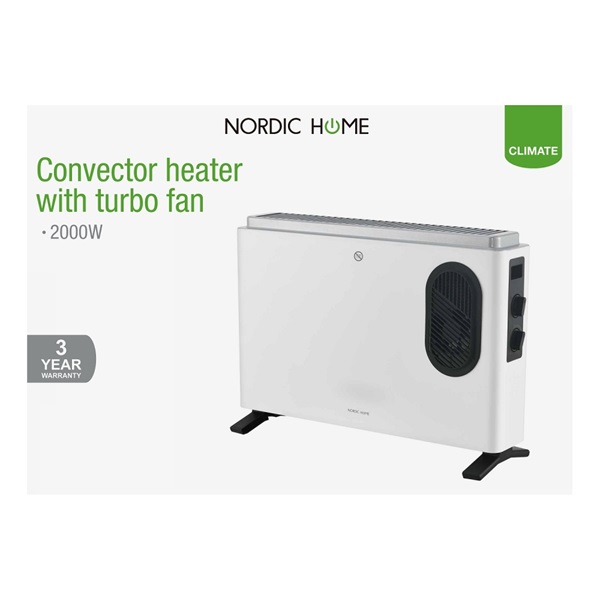 NORDIC HOME HTR-523 elektromos fűtőtest, konvektor, 750W, 1250W, 2000W, turbó funkció, termosztát,