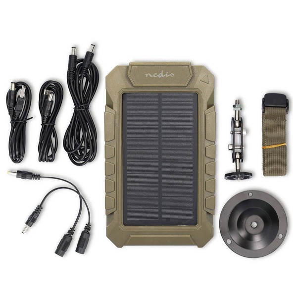 Nedis WCPBK80GN 8000mAh külső akku (powerbank) beépített napelem panellal, ideális vadkamerákhoz, 5V, 6V, 12V, IPX56
