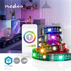 Nedis BTLS20RGBW RGB/meleg fehér Bluetooth LED szalag, IP20, 2m, 2700 K, 380 lm, Android™ / IOS, TV háttérvilágítás