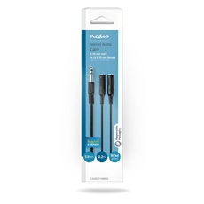 Nedis CCAGB23110BK02 sztereo audio kábel, 6,35 mm sztereo jack dugó - 2x 6,35 mm jack aljzat, 0,20m