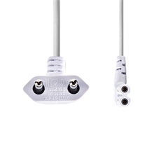 Nedis CEGL11055WT20 tápkábel, Euro dugó,  IEC-320-C7,  pipa, szögben balra, 2m, fehér