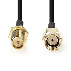 Nedis CSGL02210BK30 SMA kábel, RP SMA férfi, RP SMA női, Aranyozott, 50 Ohm, Egyetlen árnyékolt, 3,00 m, kerek