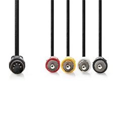 Nedis DIN audio kábel, DIN 5 tűs dugó | 4x RCA dugó, 0,20m, CAGL20400BK10