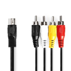 Nedis DIN audio kábel, DIN 5 tűs dugó | 4x RCA dugó, 0,20m, CAGL20400BK10