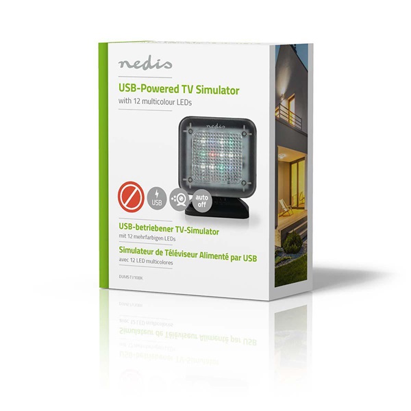 Nedis DUMSTV10BK Tv szimulátor lámpa, valósághű TV effektusok, beépített időzítő, USB, plug and play funkció