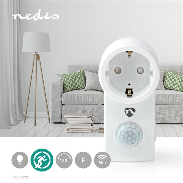 Nedis PIRWI10WT mozgásérzékelős konektor, PIR, 3 - 2000 Lux, ?érzékelő hatótávolsága: 0 - 9 m