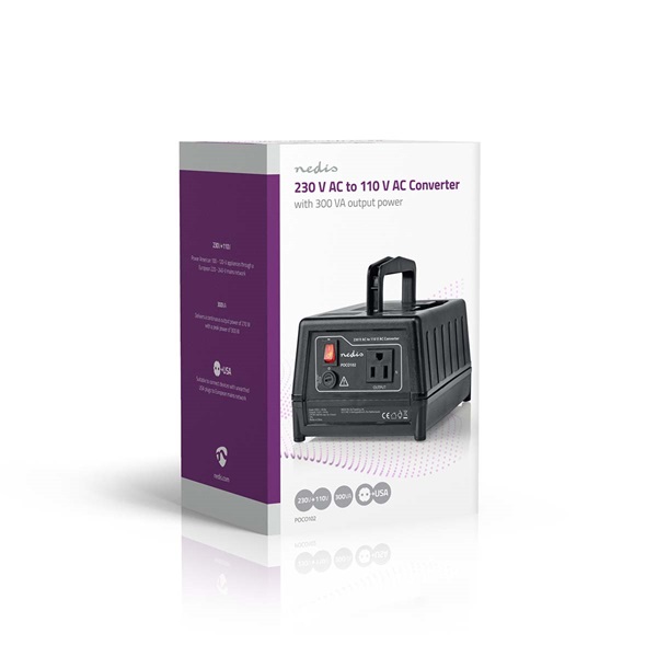 Nedis POCO102 tápegység, feszültség átalakító, konverter 230 V AC - 110V AC 300W, USA