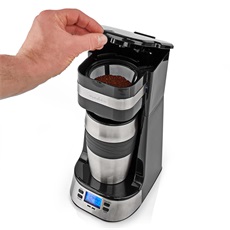 Nedis filteres kávéfőző, 700W, 420 ml termosz bögre, LCD kijelző, KACM310FBK