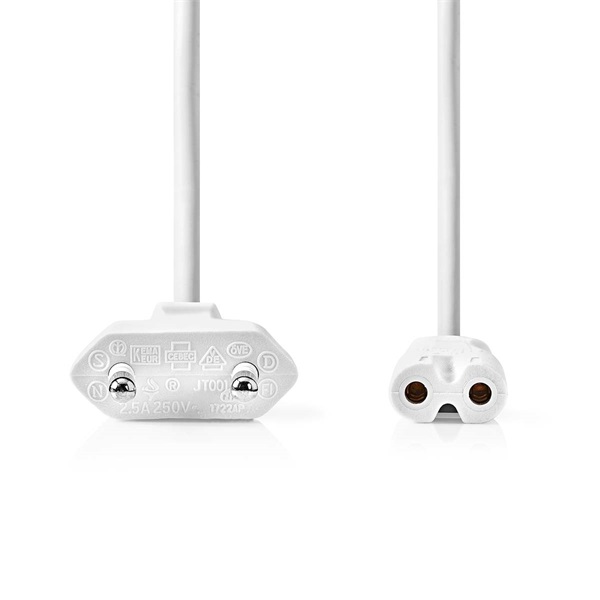 Nedis CEGL11040WT50 tápkábel IEC-320-C7, 2 x 0.75 mm, hossz 5m, fehér