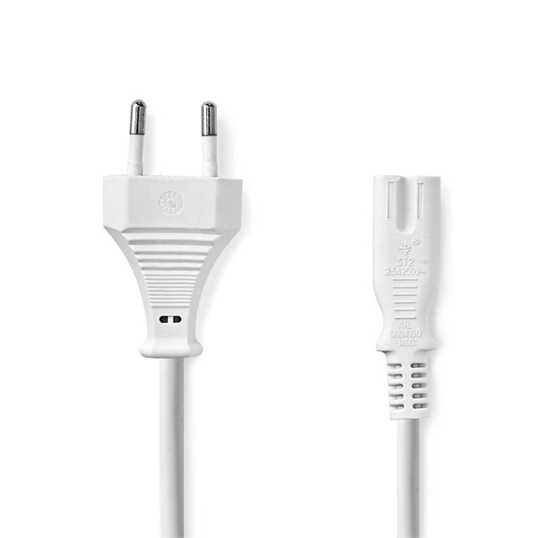 Nedis CEGL11040WT50 tápkábel IEC-320-C7, 2 x 0.75 mm, hossz 5m, fehér