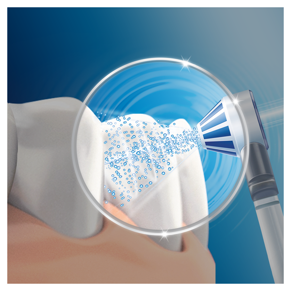 ORAL-B OXYJET szájzuhany, mikrobuborékos, 5 üzemmód, 4  vízsugár, fogínybetségre, fogszabályzó, hid, korona tisztításra