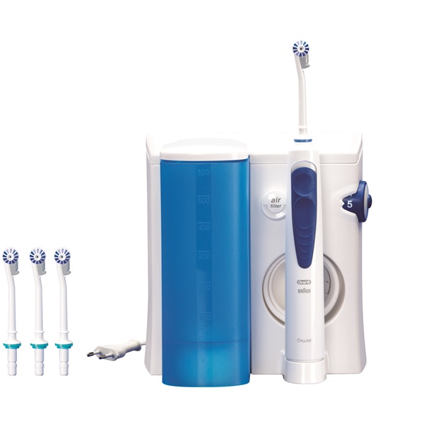 ORAL-B OXYJET szájzuhany, mikrobuborékos, 5 üzemmód, 4  vízsugár, fogínybetségre, fogszabályzó, hid, korona tisztításra