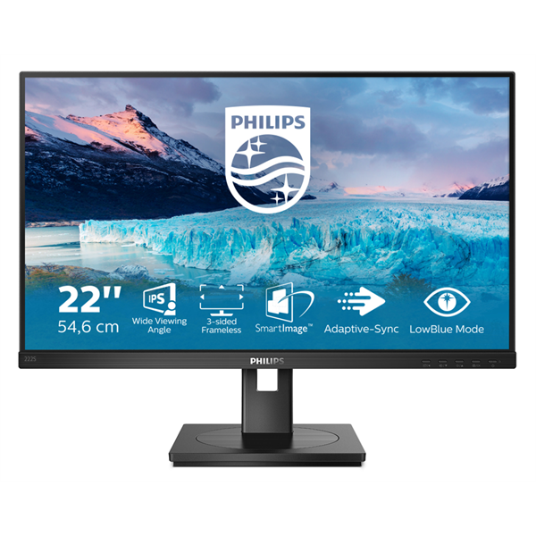 PHILIPS IPS monitor 21.5" 222S1AE, 1920x1080, 16:9 250cd/m2, 4ms, VGA/DVI-D/DisplayPort/HDMI, hangszóró