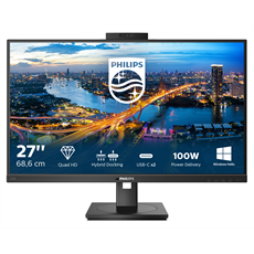 PHILIPS IPS monitor 27" 276B1JH, 2560x1440, 16:9, 350cd/m2, 4ms, USB-C(+dokkoló)/4xUSB/LAN/DP/HDMI, hangszóró/webkamera