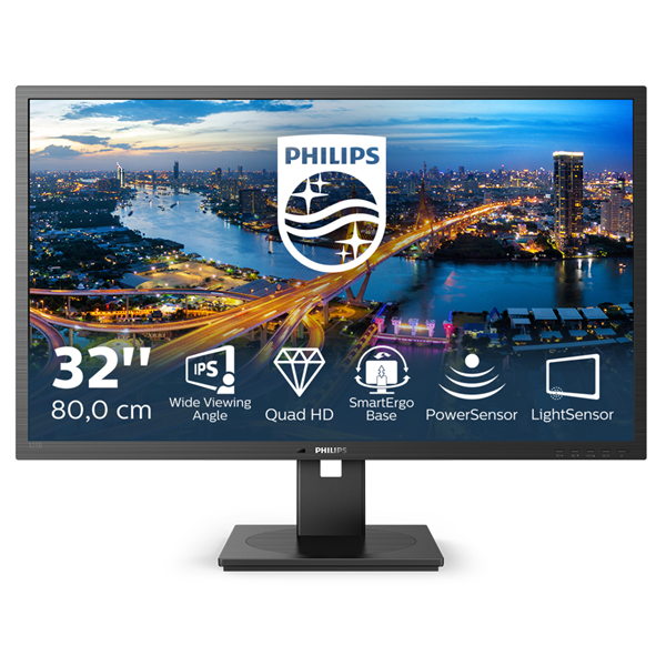 PHILIPS IPS monitor 31.5" 325B1L, 2560x1440, 16:9, 250cd/m2, 4ms, DisplayPort/2xHDMI/5xUSB, hangszóró