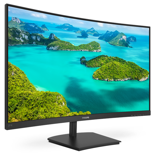 PHILIPS Ívelt VA monitor 27" 271E1SCA, 1920x1080, 16:9, 250cd/m2, 4ms, VGA/HDMI, hangszóró