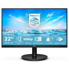 PHILIPS VA monitor 21.5" 221V8A, 1920x1080, 16:9, 250cd/m2, 4ms, VGA/HDMI, hangszóró