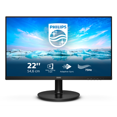 PHILIPS VA monitor 21.5" 222V8LA, 1920x1080, 16:9, 250cd/m2, 4ms, HDMI/VGA/DisplayPort, hangszóró