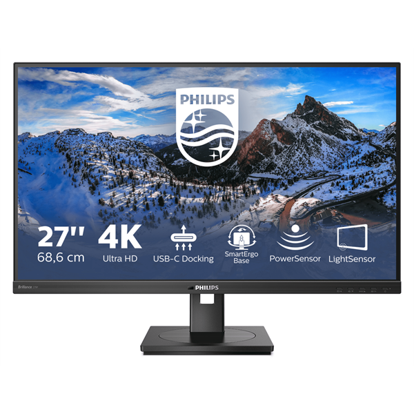 PHILIPS IPS monitor 27" 279P1, 3840x2160, 16:9, 350cd/m2, 4ms, USB-C(+dokkoló)/4xUSB/LAN/DP/2xHDMI, hangszóró