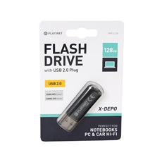 PLATINET Pendrive 128GB,  X-Depo, USB 2.0, Fekete