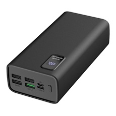 PLATINET power bank, 30000mAh, Polymer PD 3.0 QC 3.0, LED kijelző, fekete