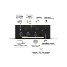 PORT DESIGNS Dokkoló állomás, USB-C & USB-A 2X2K UNIVERSAL OFFICE DOCKING STATION