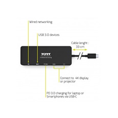 PORT DESIGNS Port Connect - Dokkoló állomás, TYPE C TRAVEL 1 X 4K PD 85W