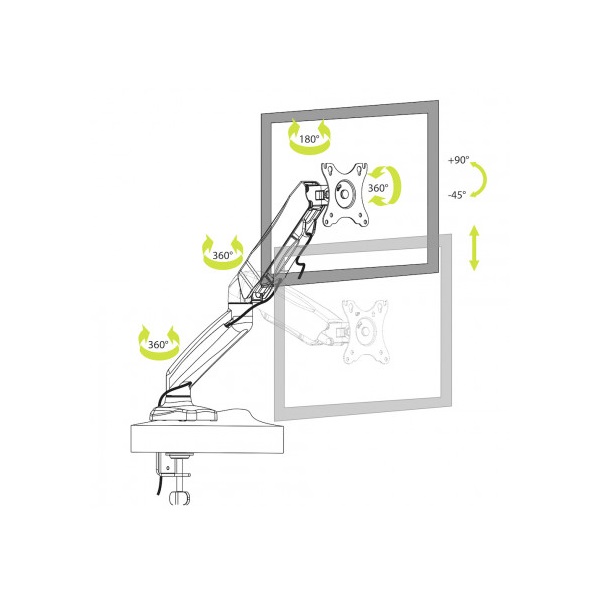 Port Designs-Port Connect Asztali monitor állvány - 75x75/100x100, 32"-ig, max 8 kg, forgatható, dönthető