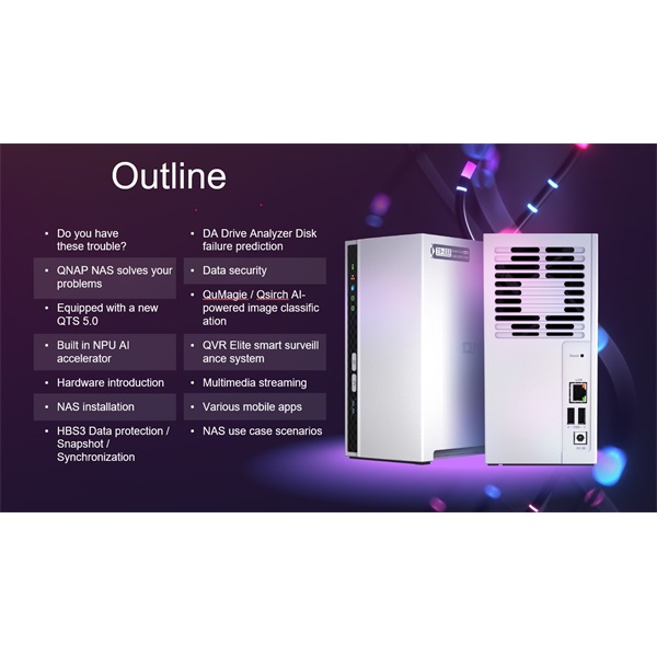 QNAP NAS 2 fiókos 4x2GHz, 2GB RAM, 1x1000Mbps, 2xUSB3.2, 2xUSB2.0, 1xUSB3.2 - TS-233 height=