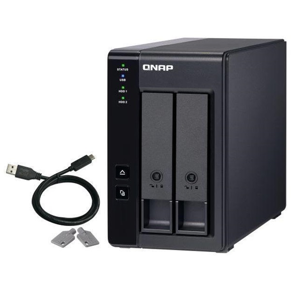 QNAP NAS 2 fiókos RAID bővítőegység, NAS-hoz és PC-hez, 1xUSB3.2 (Type-C), Asztali - TR-002