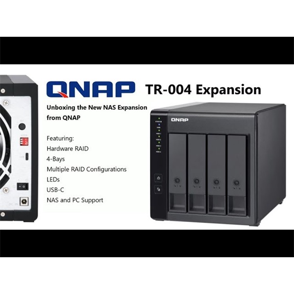 QNAP NAS 4 fiókos RAID bővítőegység, NAS-hoz és PC-hez, 1xUSB3.2 (Type-C), Asztali - TR-004