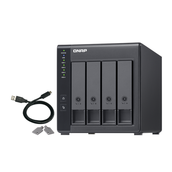 QNAP NAS 4 fiókos RAID bővítőegység, NAS-hoz és PC-hez, 1xUSB3.2 (Type-C), Asztali - TR-004