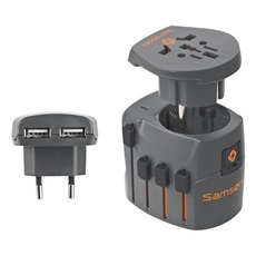 SAMSONITE Adapter U23*18723, World univerzális utazó adapter és USB 220V (szürke)