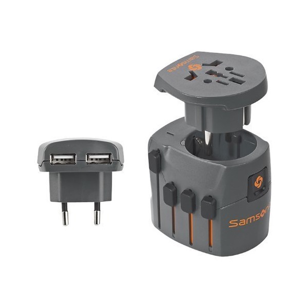 SAMSONITE Adapter U23*18723, World univerzális utazó adapter és USB 220V (szürke)