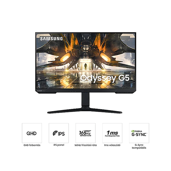 SAMSUNG Gaming 165Hz IPS monitor 32" G50A, 2560x1440, 16:9, 350cd/m2, 1ms, DisplayPort/HDMI, Pivot