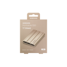 SAMSUNG Hordozható SSD T7 Shield, USB 3.2 Gen.2 (10Gbps), 1TB, Bézs